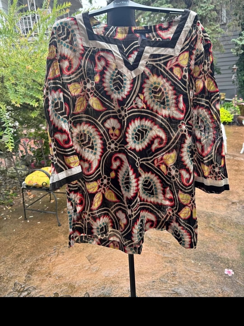 Tommy Hilfiger Black Multi Paisley V-Neck Tunic
